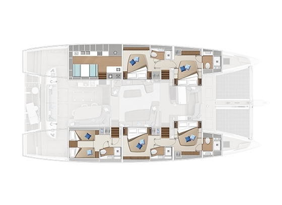 5 cabins galley down